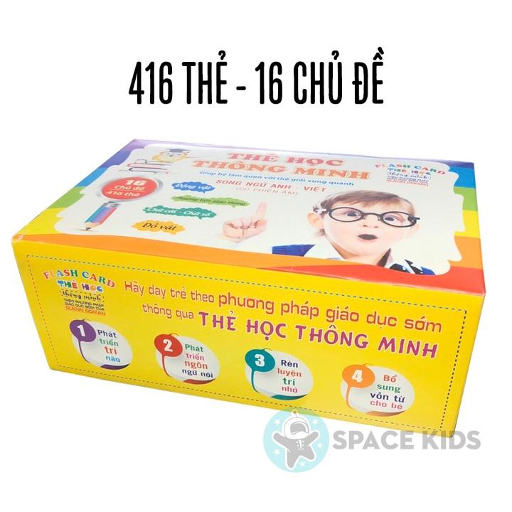 Đồ chơi giáo dục thẻ học thông minh Flash card song ngữ 16 chủ đề cho bé (416 thẻ)