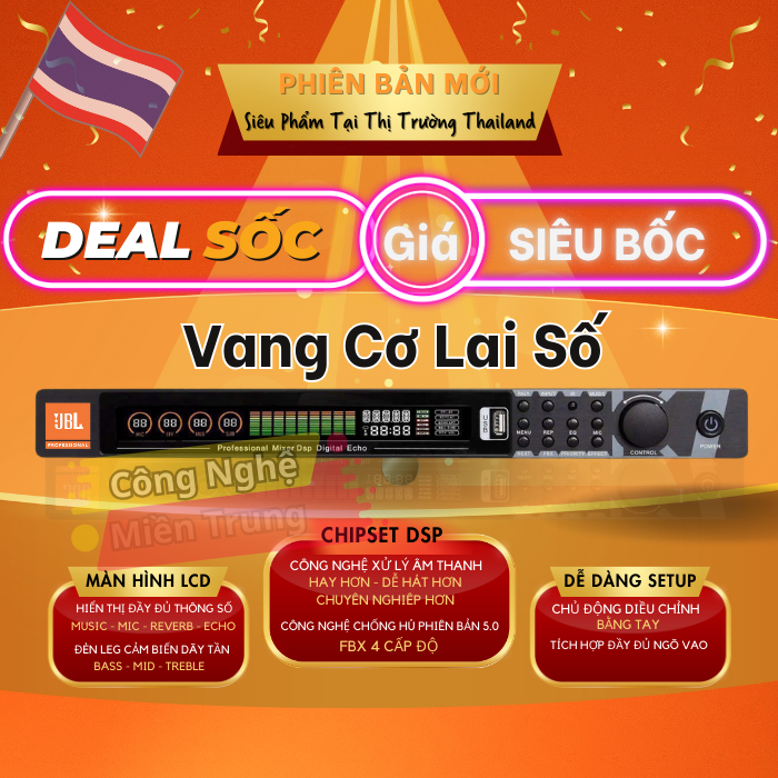 Vang Cơ Lai Số JBI (X-10)- Phiên bản Mới - CHIP DSP Effect (Echo -+ Rever mền mại) - Chống Hú FBX 4 cấp độ - Hàng Nhập Khẩu