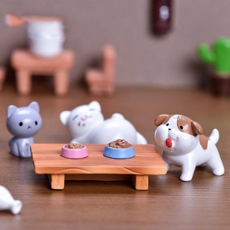 Tiểu cảnh mini ️ Mô hình mèo và các con vật tham lam trang trí tiểu cảnh sen đá, sân vườn, terrarium