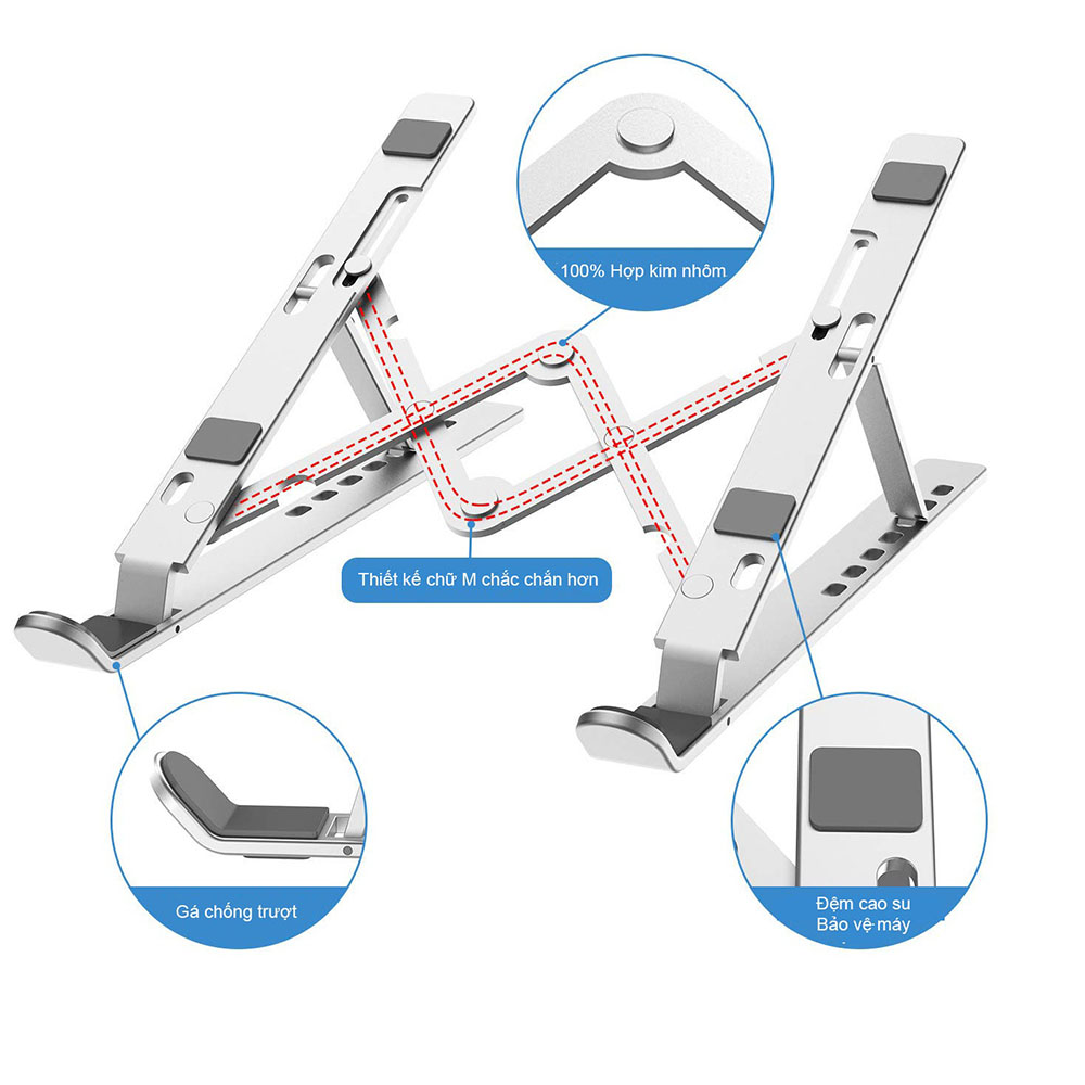 Giá đỡ / Đế đỡ tản nhiệt dành cho laptop, macbook, máy tính bảng gấp gọn tiện dụng + tặng kèm túi đựng, ( Giao màu ngẫu nhiên )- Hàng chính hãng