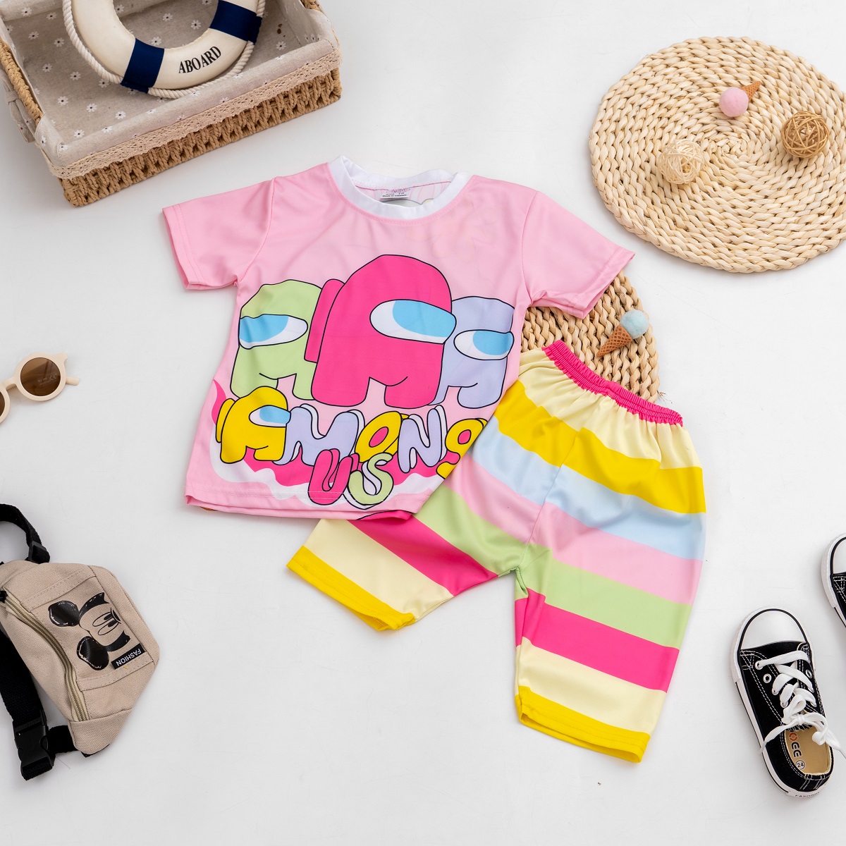 Combo 3 Quần áo bé gái, đồ bộ Mimykid in 3D hoạt hình dễ thương, đáng yêu co giãn 4 chiều mềm mại, thấm hút mồ hôi tốt, thời trang, set, bộ đồ, đồ cho trẻ em, bé gái từ 8-28kg