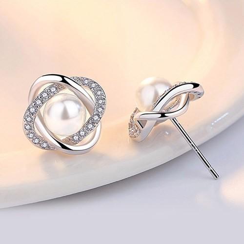 Bông tai ngọc nhân tạo nạm đá nhân tạo BHBT93