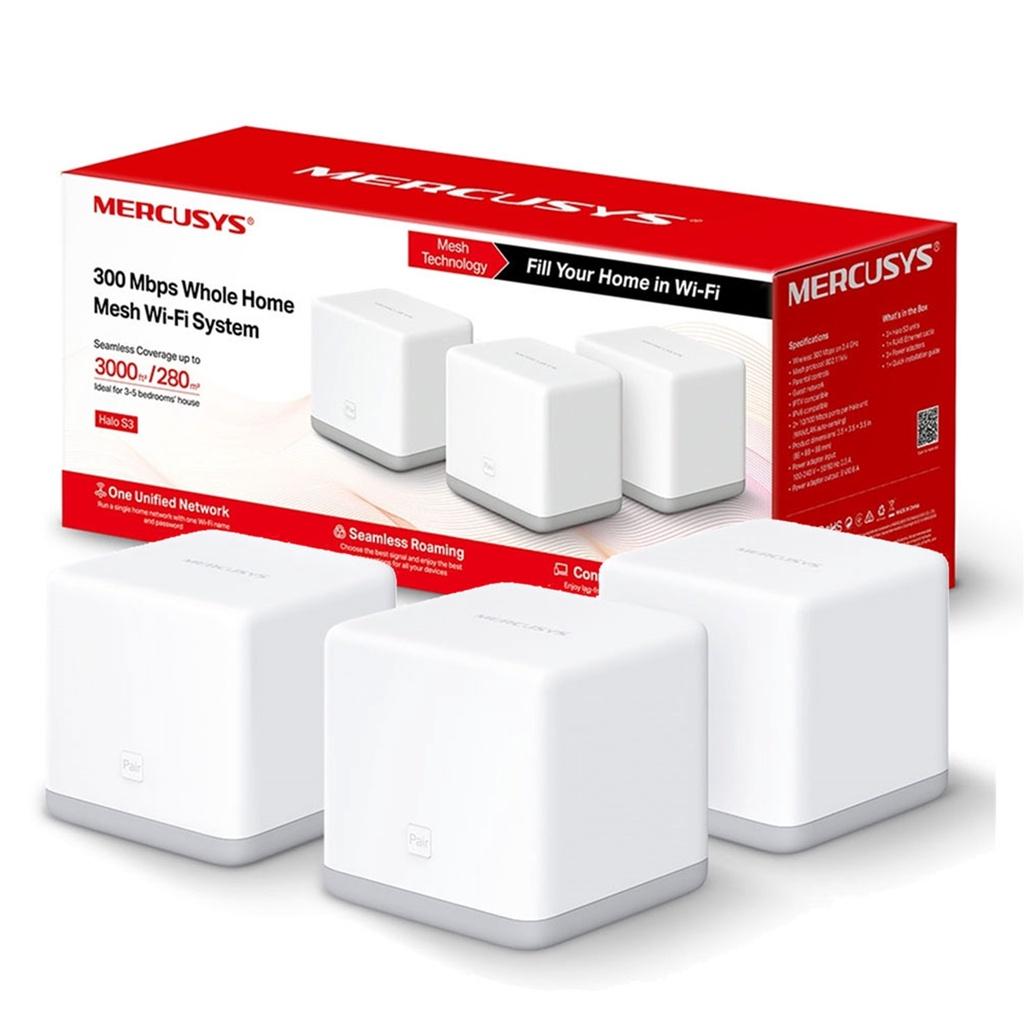 Wifi mesh Halo S3(3-pack) Mercusys cho gia đình cho độ phủ wifi tuyệt vời, hệ thống mesh wifi không dây - Hàng chính hãng