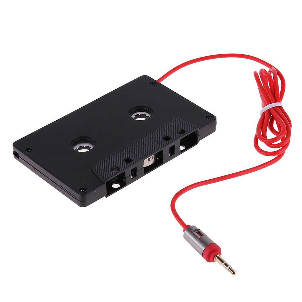 BLACK IN CAR CASSETTE TAPE ADAPTER CD PLAYER 3.5MM STEREO MUSIC AUDIO
