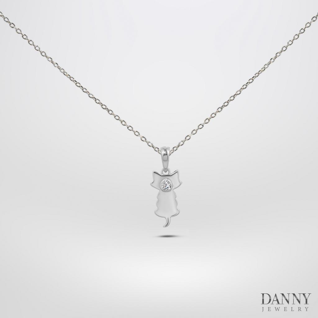 Mặt Dây Danny Jewelry Bạc 925 Xi Rhodium Con Mèo Đính Đá CZ MD034