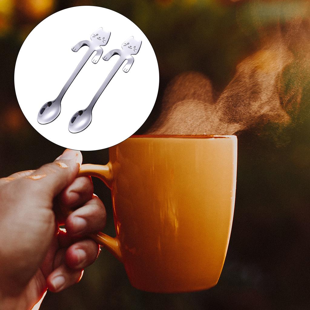 Premium Stainless Steel Coffee Spoon Mini Creative Cat Shape Iced Tea Spoon Teaspoons for Dessert Coffee Sugar Cake Ice Cream Soup Kitchen Restaurant