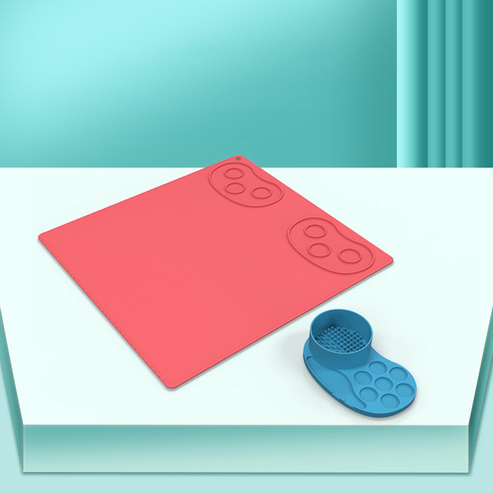 Silicone Craft Mat, 16×15.7 Inches Silicone Art Mat with Water Cup and Paint Holder, Silicone Artist Mats for Crafts Perfect for Resin Mat