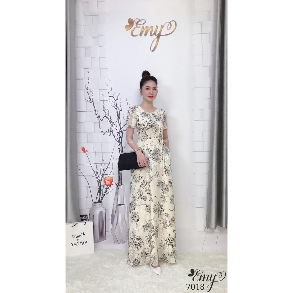 EMY EM7018 Maxi Dài Hoa Nhí Nền Trắng