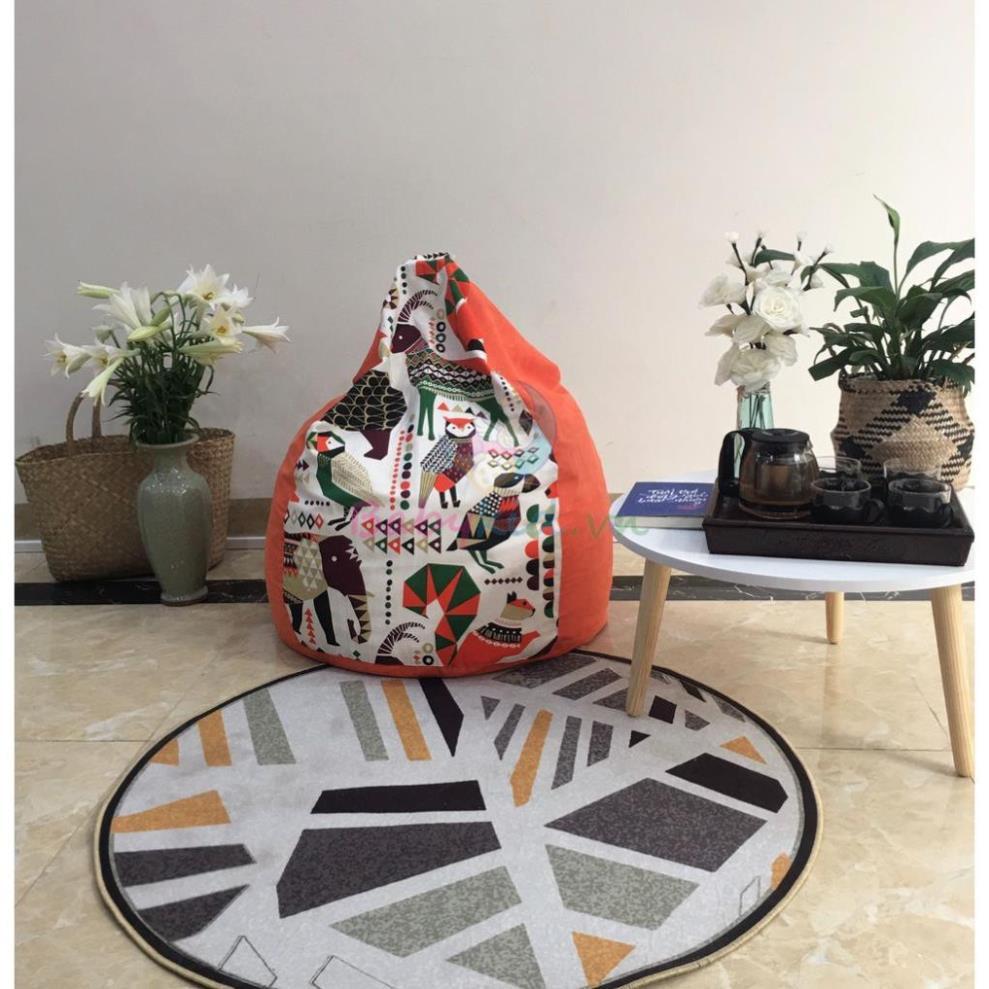 Ghế xốp size S, thú cam, canvas mix, có xốp