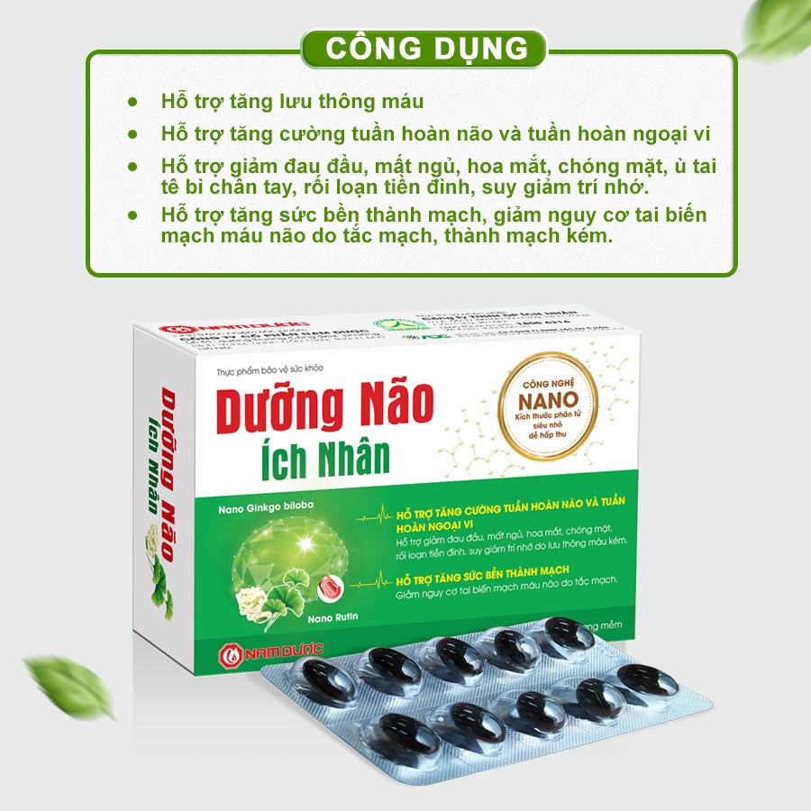 Dưỡng Não Ích Nhân, Giảm nguy cơ tai biến mạch máu não, hỗ trợ ngủ ngon và lưu thông khí huyết