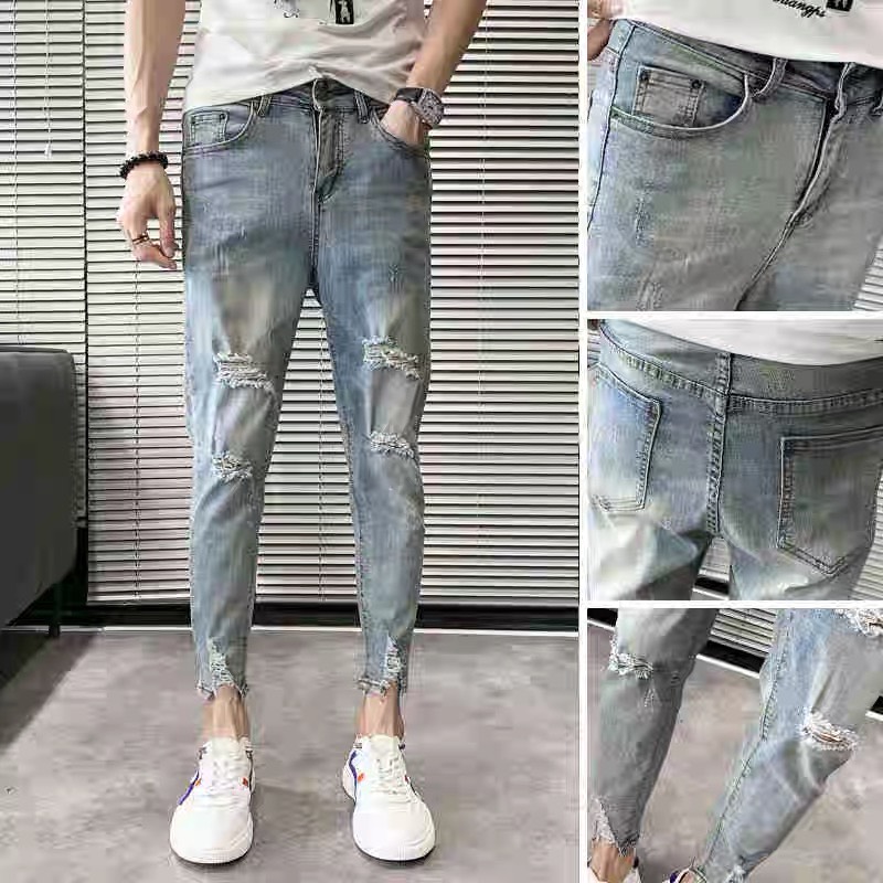 Quần Jean Nam ONEZ Phối Rách Cá Tính , Chất Chất jean co dãn Bền Màu QJ2