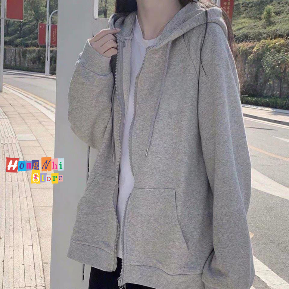 ÁO HOODIE ZIP UNISEX GREY - HOOODIE DÂY KÉO DÁNG RỘNG MÀU XÁM - MM