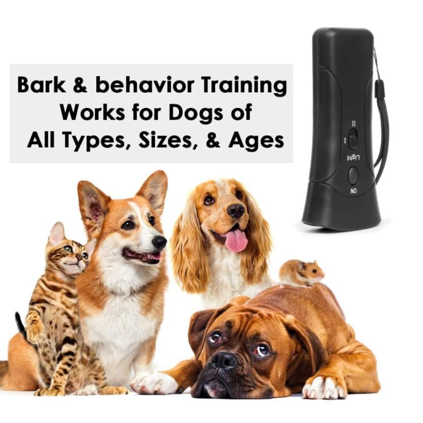 Thiết bị huấn luyện chó bằng sóng siêu âm cầm tay 3 trong 1 với đèn LED kép - Dog Barking Deterrent Devices