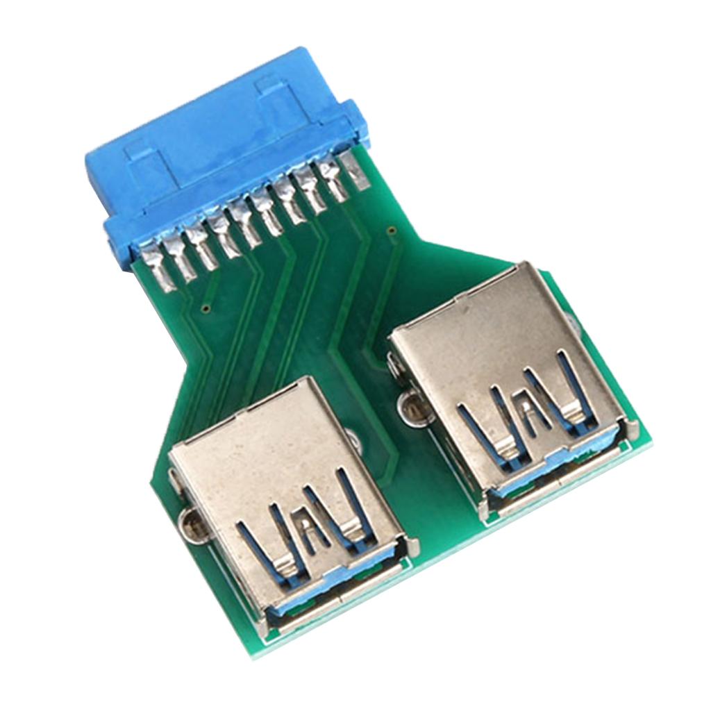 2-Port USB 3.0 A Female to 20 PIN/19Pin Adapter Header Female Adapter Card