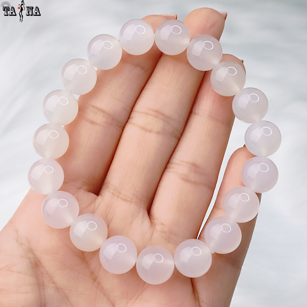 Vòng tay đá mã não trắng 10mm hợp mệnh Thủy, Kim