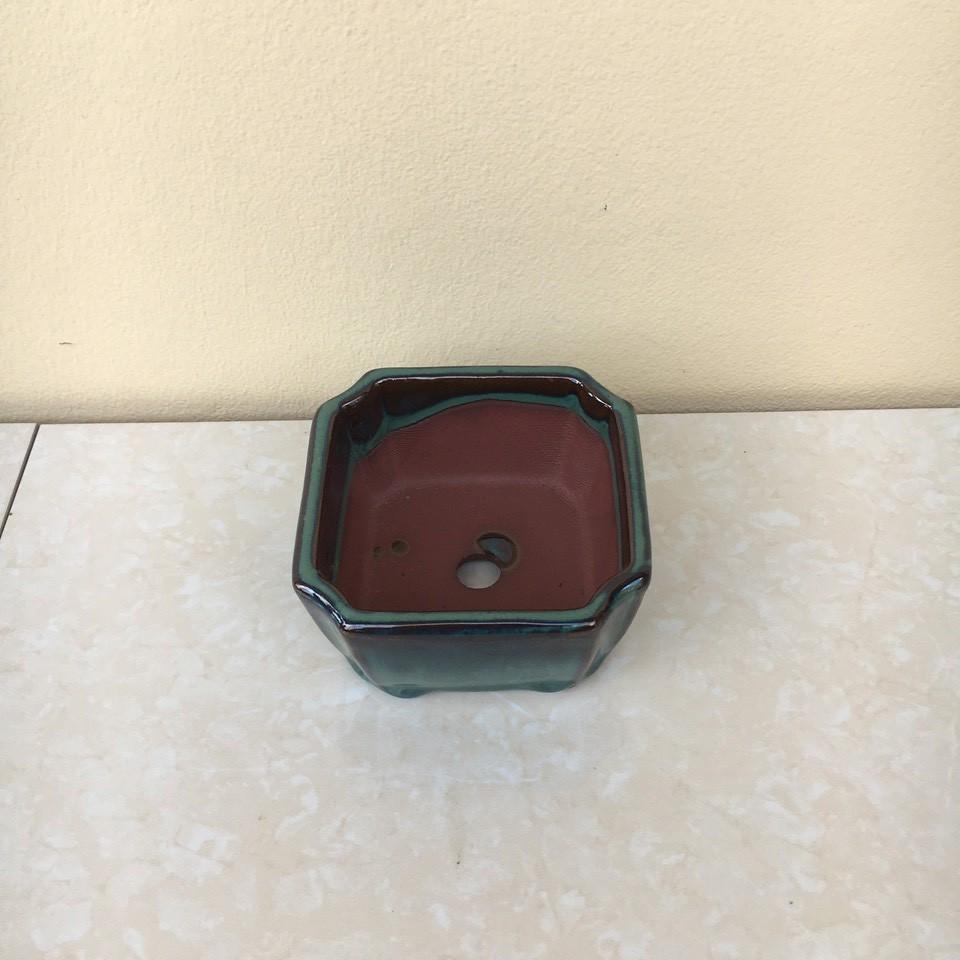 Chậu bonsai vuông vát mini men hỏa biến gốm Bát tràng 1 size BM-11