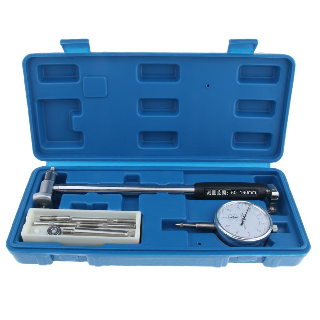 Dial Bore Gauge, 50-160MM Bore Gauge Set Diameter Indicator Measuring Engine Cylinder Tool Kit Used to Measure Internal Dimensions