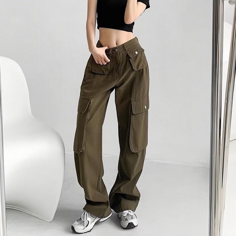 Quần kaki Cargo dài suông ống rộng 4 túi hộp màu trơn form nam nữ unisex - Quần baggy kaki style Ulzzang