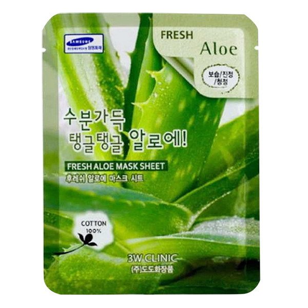 Combo 10 Gói Mặt Nạ Dưỡng Ẩm Da Chiết Xuất Nha Đam 3W Clinic Fresh Aloe Mask Sheet (23ml x 10)