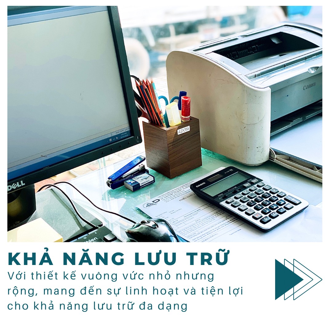 Hộp cắm bút đơn bằng gỗ, ống đựng bút để bàn làm việc cao cấp phong cách sang trọng ADOTA HB22S110