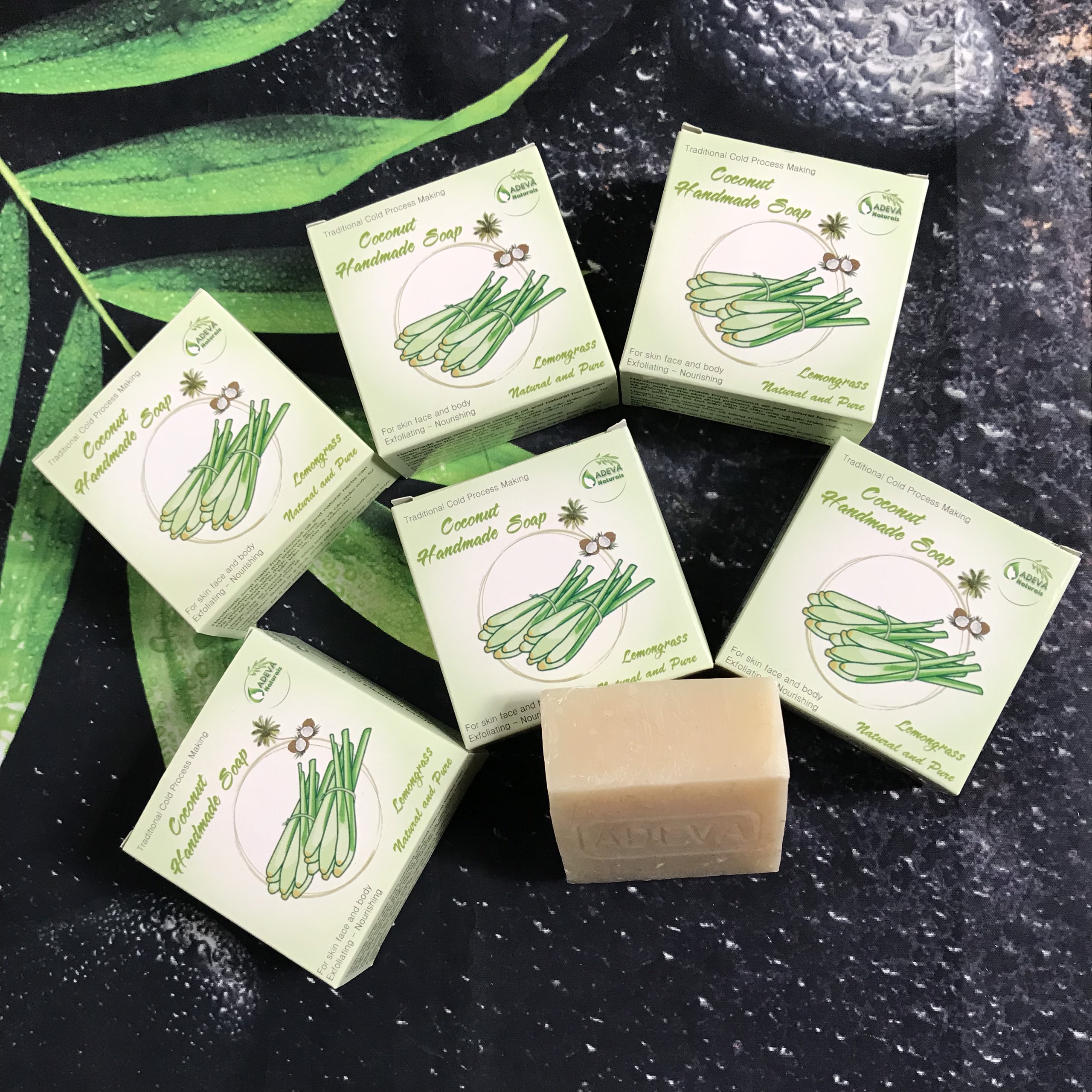 Xà phòng handmade Sả - Set 3 bánh  Adeva Naturals - Xà phòng handmade với thành phần từ thiên nhiên, an toàn dịu nhẹ, cho làn da mềm mại - Không gây khô rít da