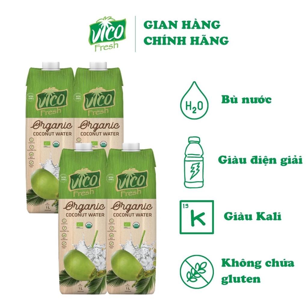 Nước Dừa ACP Vico Fresh Vị Organic - Combo 4 Hộp Nước Dừa 1L