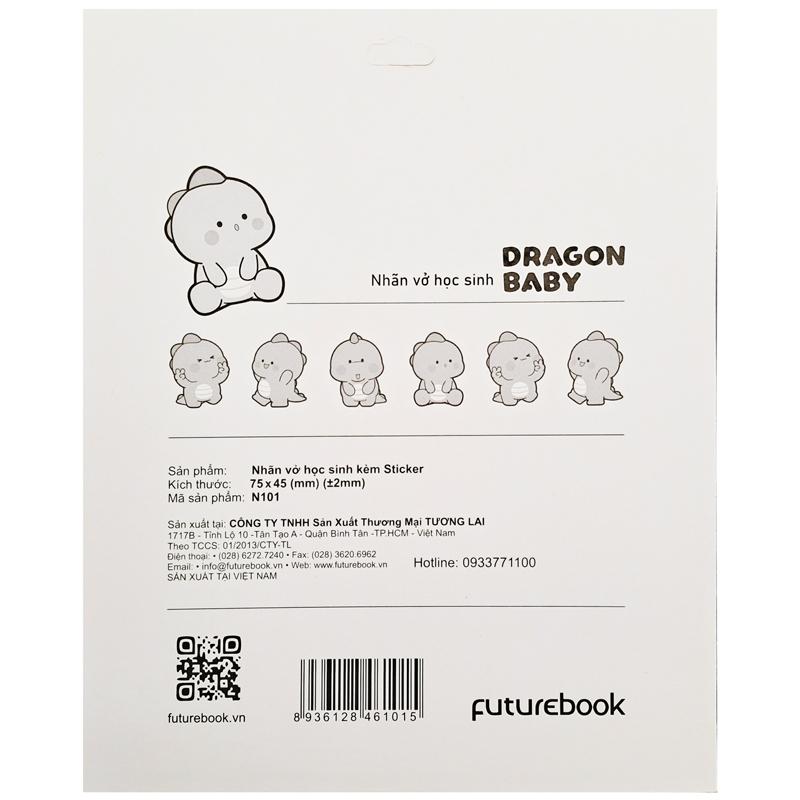 Nhãn Vở Học Sinh Dragon Baby Kèm Sticker - futurebook N101 (16 Nhãn)
