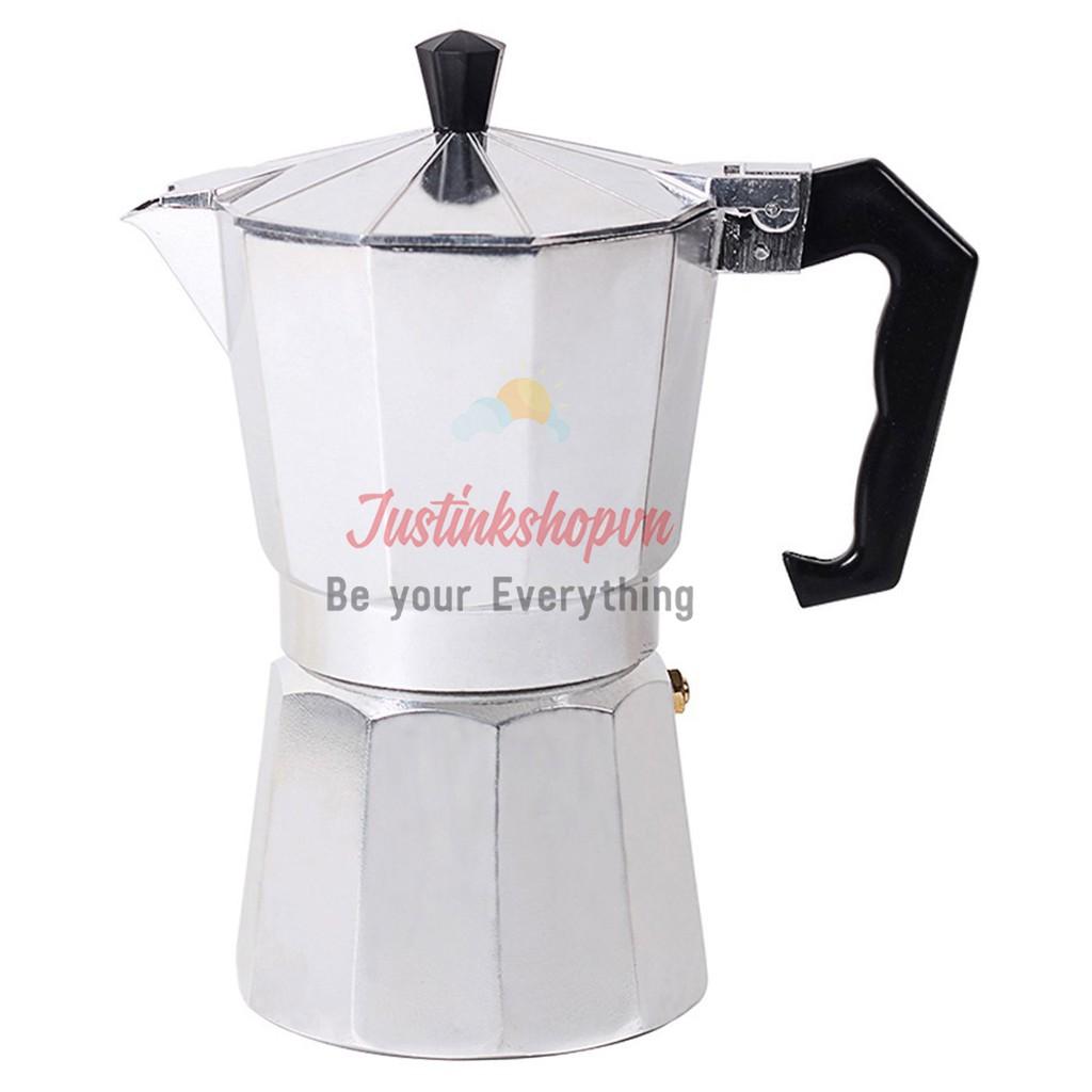 Bình Ấm Phin Pha Cafe Coffee Bằng Inox - Thép Không Gỉ Kiểu Ý Bialetti Moka Express Italy 300ML 6 Cup - JLVQ-4407-BPC3