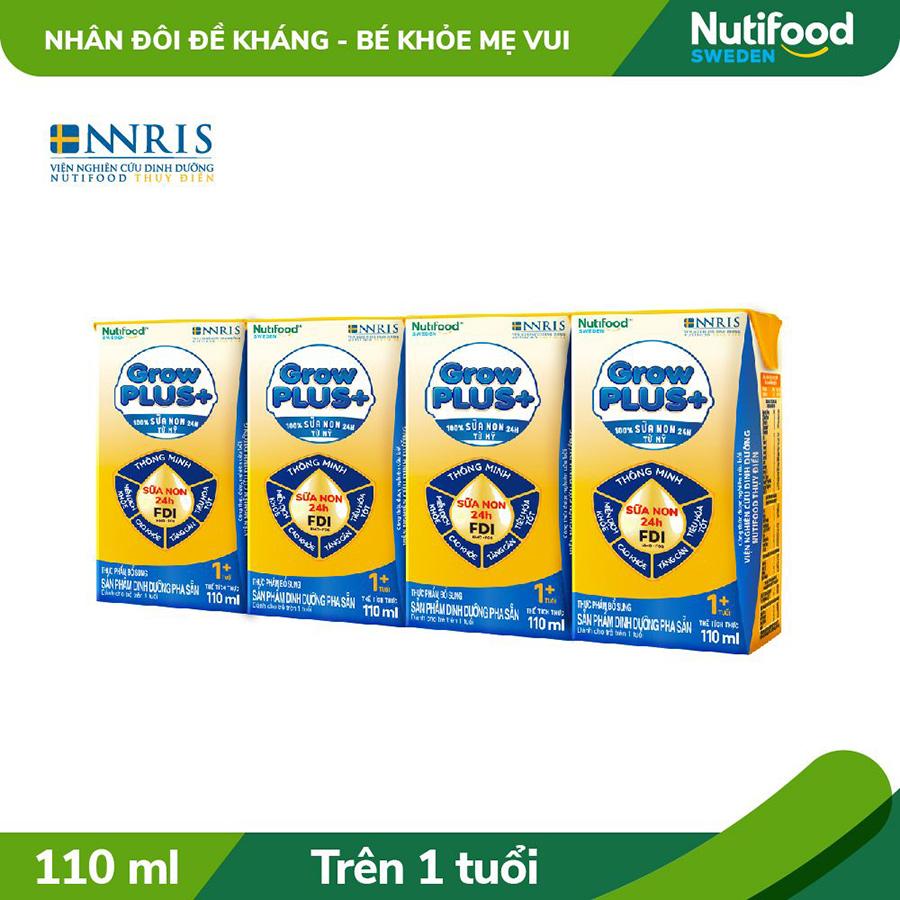 Thùng Sữa Bột Pha Sẵn GrowPLUS+ Sữa Non Tăng Đề Kháng 110ml - (48 Hộp x 110ml)