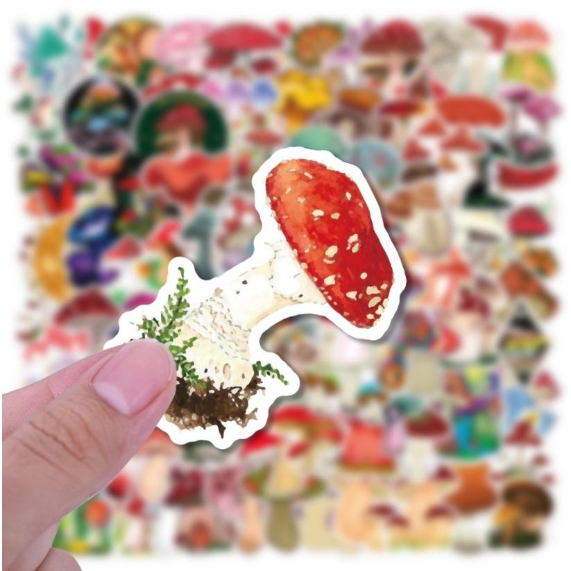 Bộ Sticker - Miến Dán Siêu Kute - Miến Dán Họa Tiết Nấm - các loại nấm siêu cute