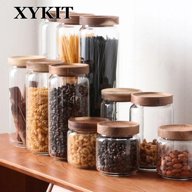 Lọ thủy tinh nắp gỗ tre sang chảnh