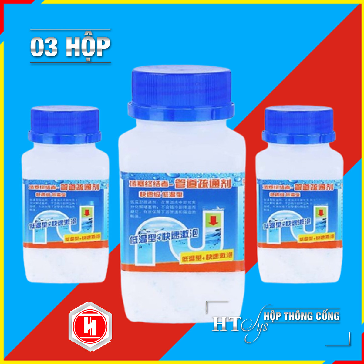 Bột thông tắc cống - HT SYS - Thông tắc cống chậu rửa bát - Thông tắc cống bồn cầu - SIÊU MẠNH - [SET 03 HỘP]