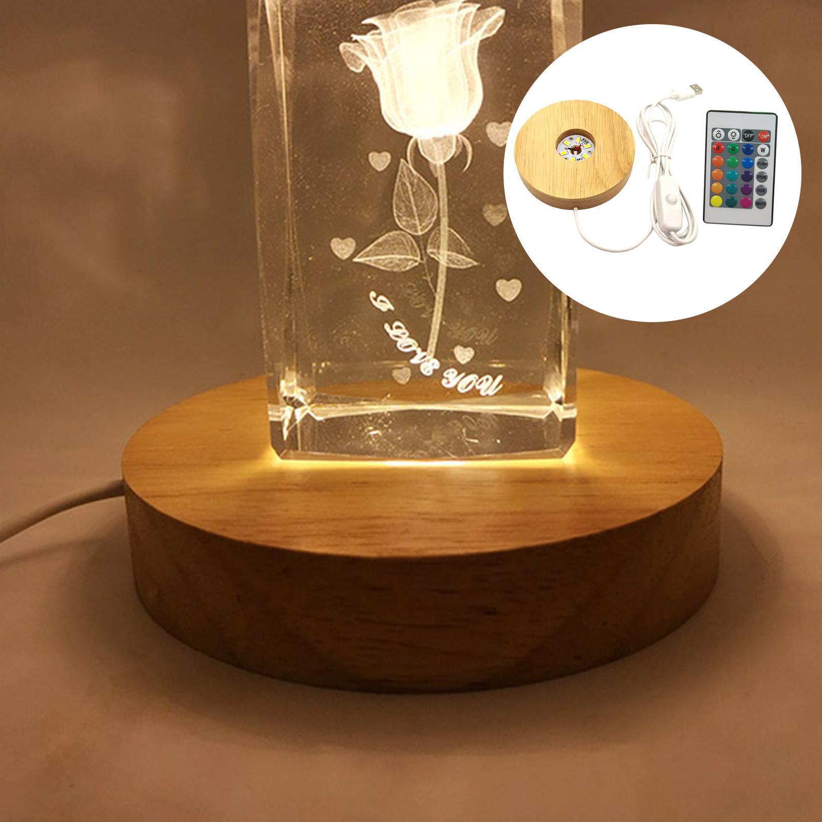 LED Night Light Base Acrylic Display Stand Lamp USB for Crystals Jewelry