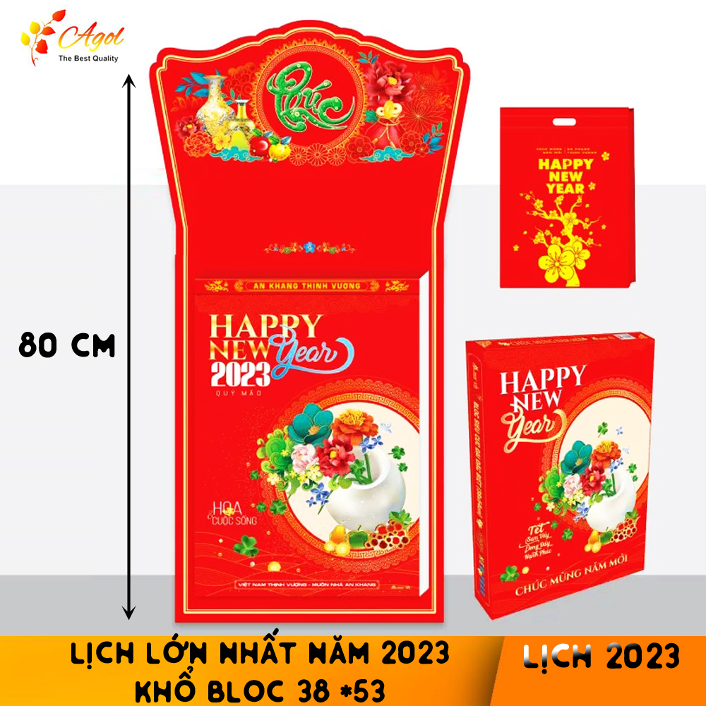 Lịch Bloc Siêu Đại Chúc Mừng Năm Mới Giáp Thìn 2024 kích thước bloc 19*26