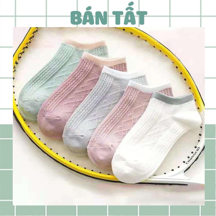 Tất - Vớ Nữ Cotton Cổ Ngắn gân tăm chống trượt Phong Cách Vintage Hàn Quốc