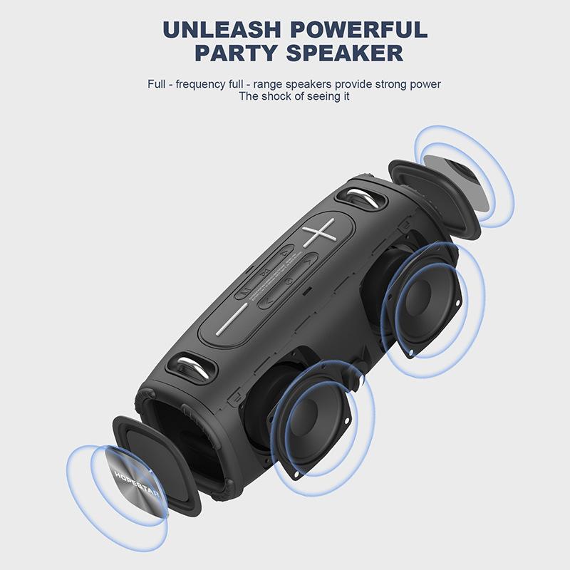 Hopestar H50 loa bluetooth di động di động dây đeo lớn không dây dây đeo ngoài trời Super Bass TWS Party Caixa de Som Color: Gray