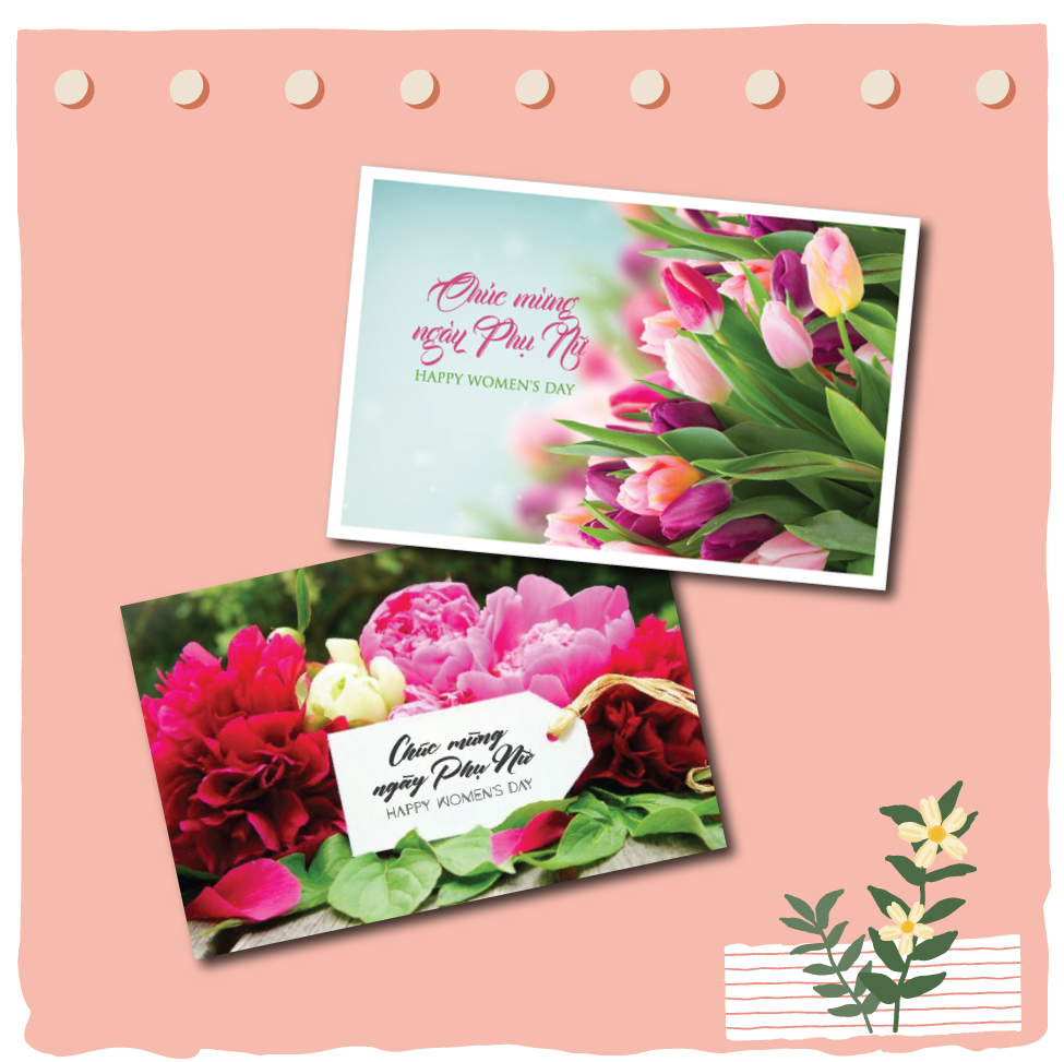 Combo 2c Thiệp ngày phụ nữ 8.3 và 20.10 Women's day - Thiệp Grey 12x18cm kèm phong bì