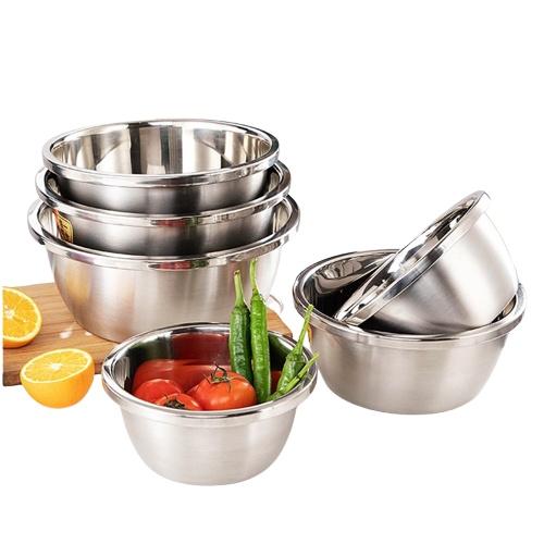 Bộ Thau Inox 5 Món Dùng Rửa Rau Củ Quả, Thau Trộn Salad Dày Dặn Siêu Tiện Dụng Cho Nhà Bếp Size Từ 14-24cm