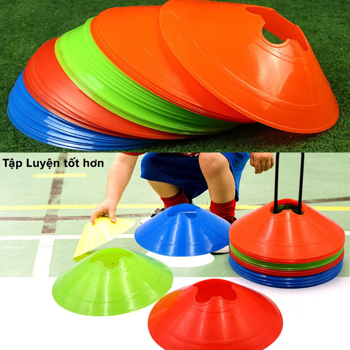 Bộ 10 Nấm Lùn Chiến Thuật Bóng Đá, Cone Tập Luyện Cao 4.5cm Chính Hãng (Chọn Màu) - Nấm chiến thuật trong luyện tập bóng đá -Cone tập luyện, nấm chiến thuật trong luyện tập bóng đá, đá banh - Hàng Chính hãng dododios