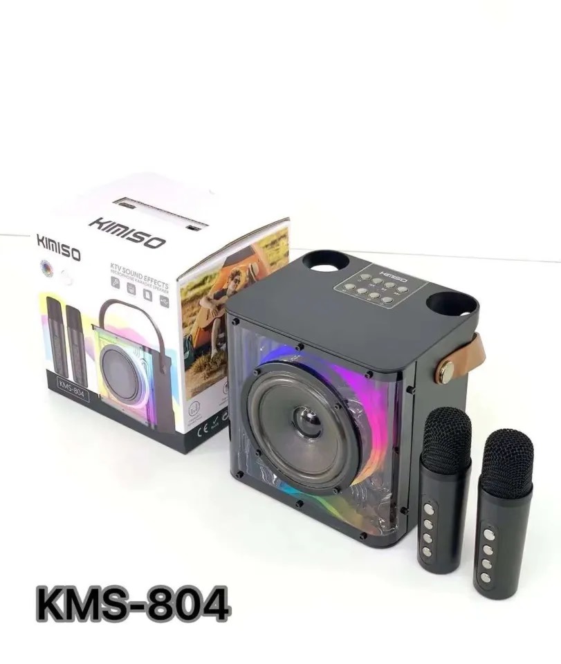 Loa Bluetooth karaoke KIMISO KMS-804 kèm 2 micro không dây xách tay công suất lớn, âm thanh sống động- Hàng chính hãng