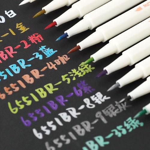 Bút brush pen màu metalic ánh kim nhiều màu phụ kiện văn phòng phẩm SJ