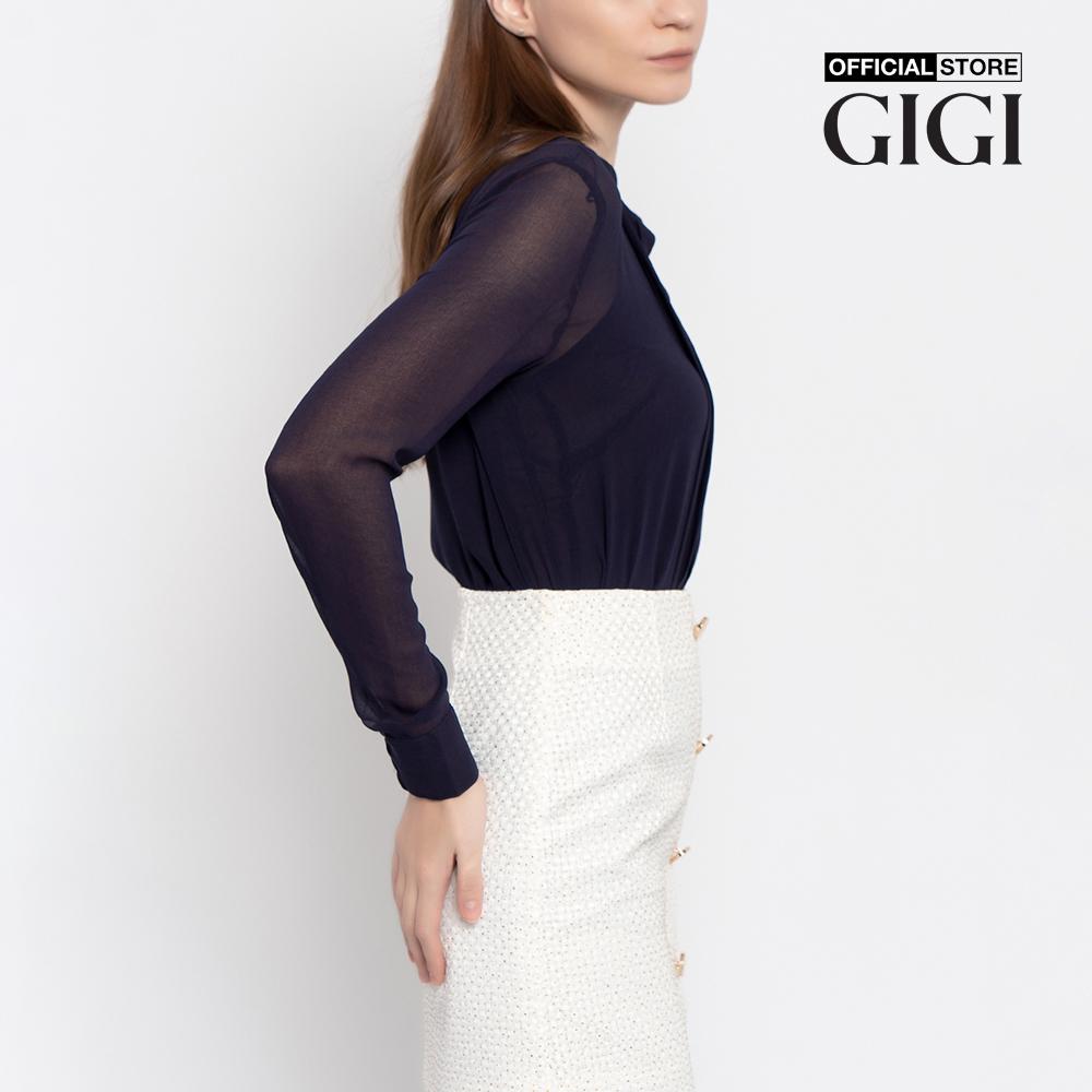 GiGi - Áo kiểu nữ cổ V tay dài xếp li trước thời trang G1110B211271