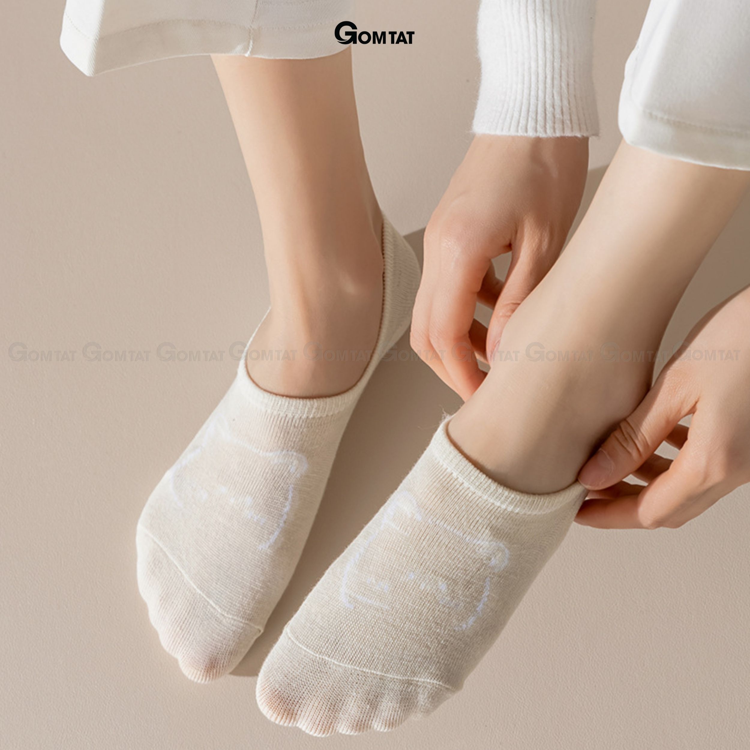 Tất lười nữ mùa hè họa tiết gấu cute, vớ mang giày búp bê chất liệu cotton mềm mại, thoáng khí - HAIGAU-UYE-7009-1DOI