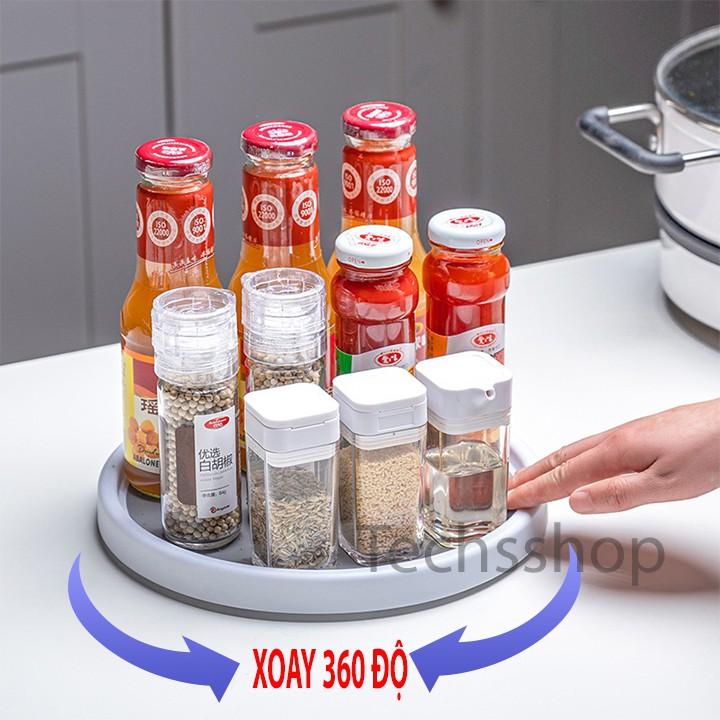 Kệ Gia Vị 2 Tầng Xoay 360 Độ Hình Tròn Để Bàn Có Thể Tháo Rời Kích Thước 24x15cm