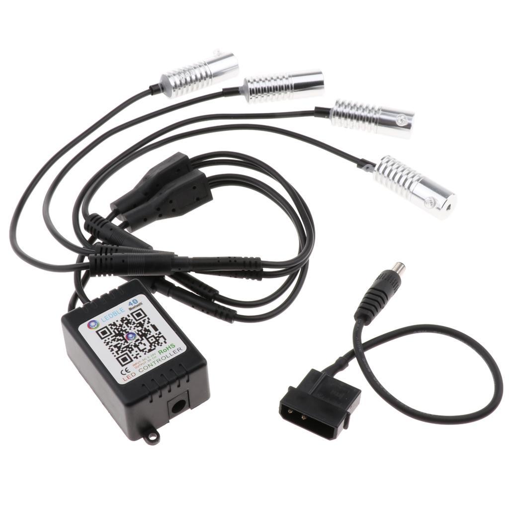 1 to 4 Computer RGB LED Light Strip Splitter Hub Module for Cell Phone APP Bluetooth Control DC2.1 Connector & 4Pin Power Supply 12V