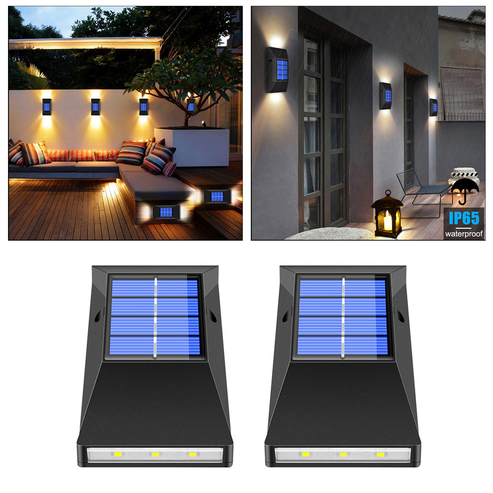 2 Pack Solar Deck Lights Outdoor Waterproof, Solar Powered Wall Lights Fence Lights Night Outside Lights Decorations for Steps Stairs Walkway Fences