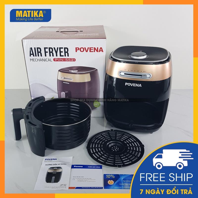 Nồi chiên không dầu POVENA nồi chiên chân không 5.5l-1500W chiên nướng hoàn hảo hạn chế 80% dầu mỡ PVN-5521 - Hàng chính hãng