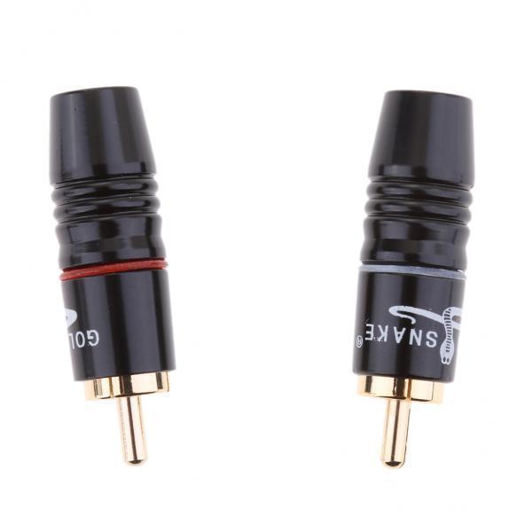 2-5pack 2X Copper AV RCA Plug Audio Cable Male Connector Gold Plated Hi Loud