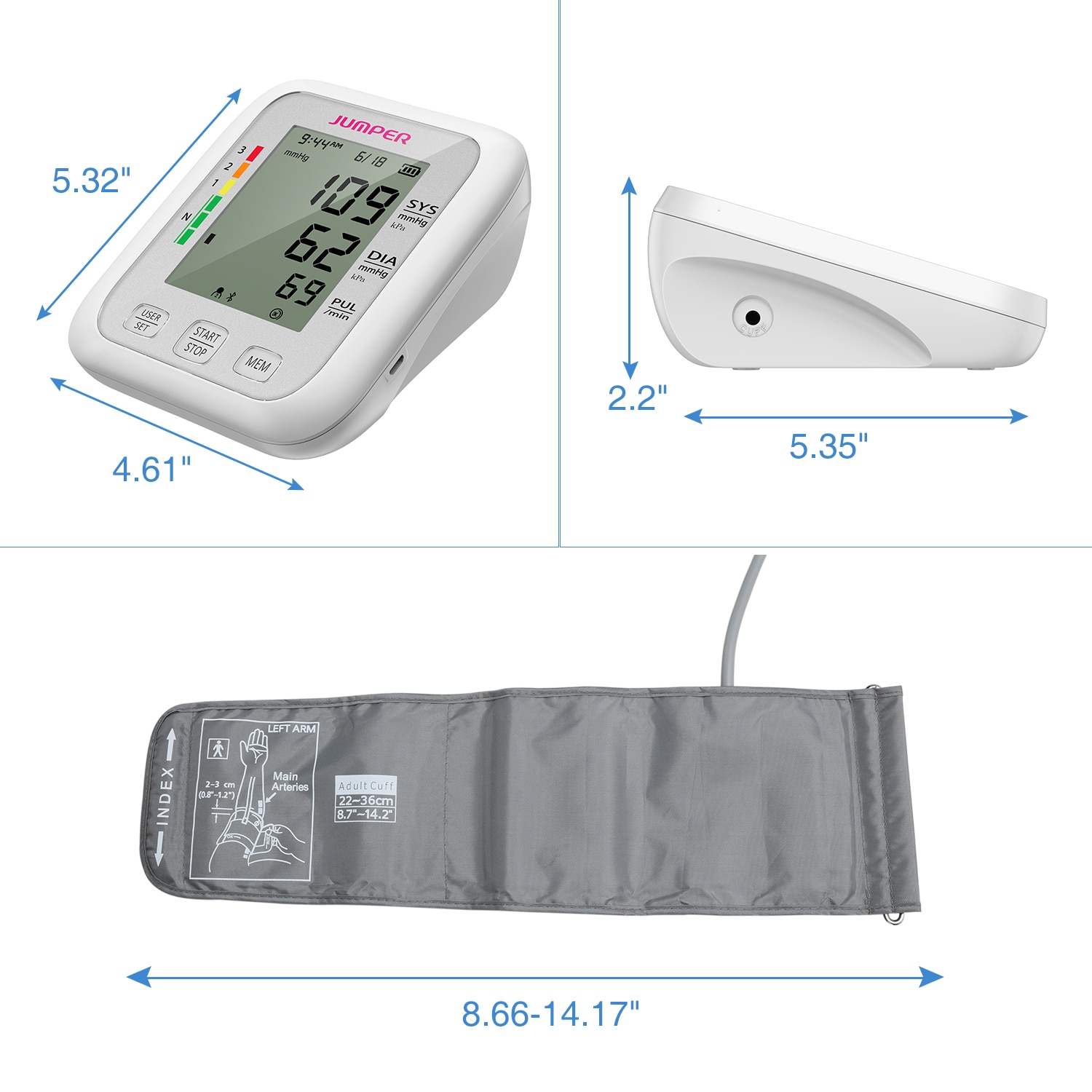 Máy đo huyết áp bắp tay Jumper JPD-HA120 chứng nhận FDA Hoa Kỳ