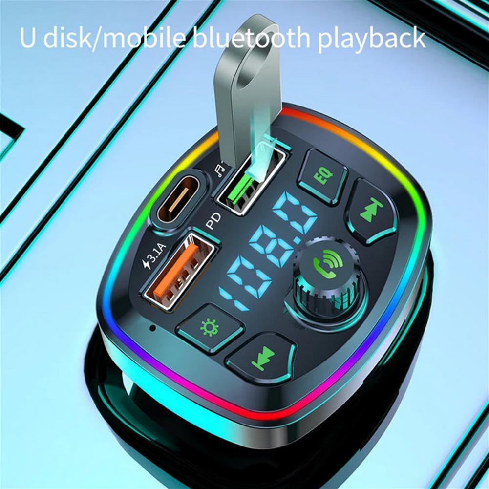 Led Backlight Bluetooth-compatible Fm Transmitter Car Mp3 Tf/u Disk Player Car Kit Dual Usb Adapter 4.2a+pd Type C Fast Charger
